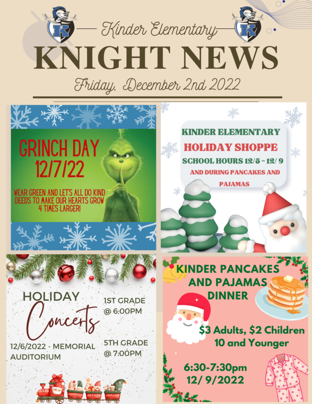 Knight News 12/2/22 Kinder Elementary